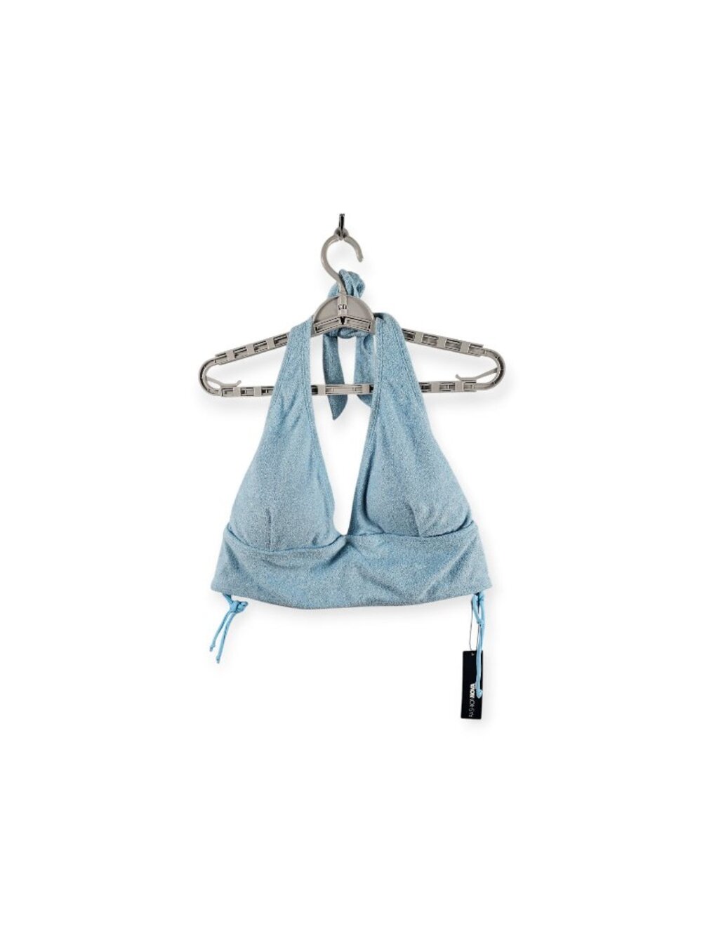 Fashion Nova Swim Womens 2X Sky Blue Terrycloth Halter Bikini Top NWT